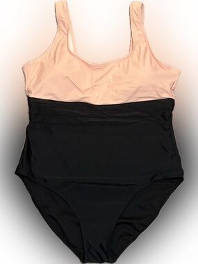 NWOT Two-Tone Blush and Black One-Piece Swimsuit